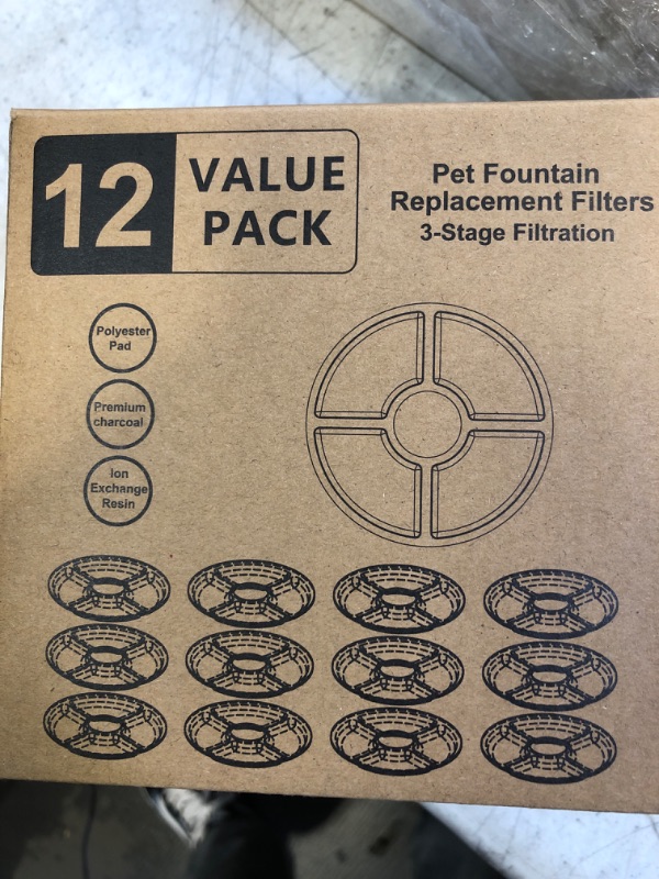 Photo 1 of 12 value pack pet fountain replacement filters 3 stage filtration 
