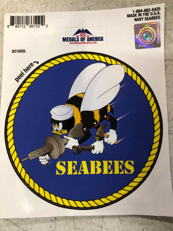 Photo 1 of MEDALS OF AMERICA EST. 1976 Navy Seabees Decal 6 Inch