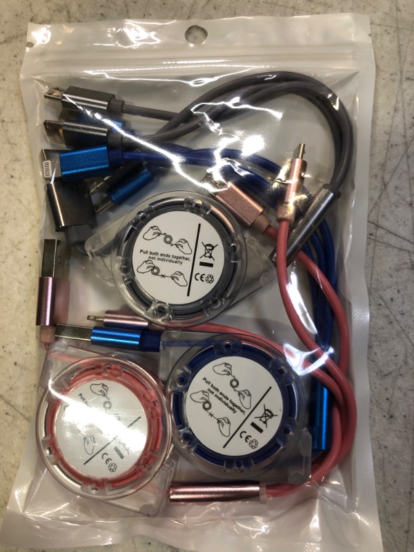 Photo 1 of YUNZSXJY Retractable Multi Charging Cable 3 in 1 USB c Cell Phone Charger Cord Micro USB Cable Compatible with Phone/Type C/Micro Android (Pink+Grey+Blue) Blue 3