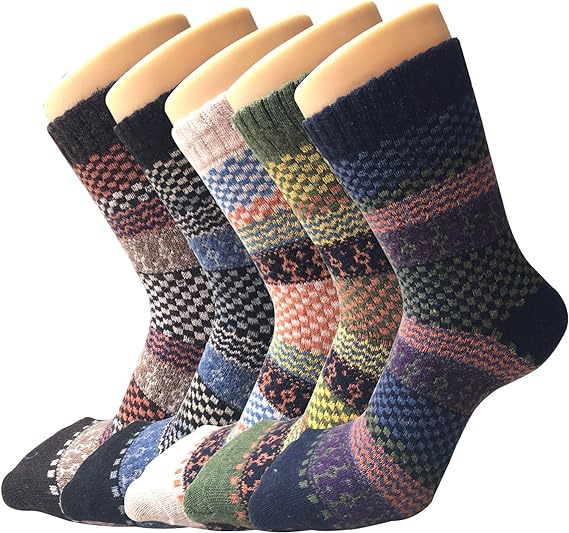 Photo 1 of 5 Pack Womens Wool Socks Winter Warm Socks Thick Knit Cabin Cozy Crew Soft Socks Gifts for Women
