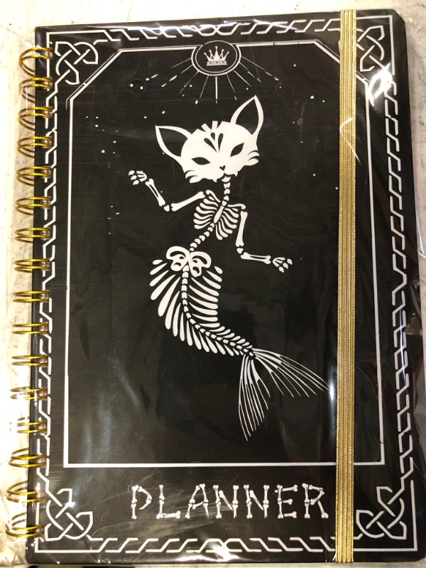 Photo 2 of 2024 Planner, 12-Month Weekly Monthly Planner from JAN.2024 to DEC.2024, 8.4" X 6", Planner Notebook with Spiral Bound, Stickers & Sticky Index Tabs, Fox-Fish Skull Black - 01