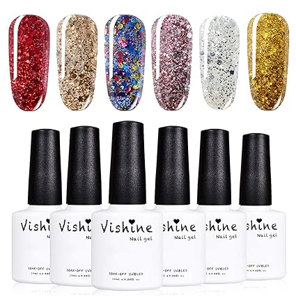 Photo 1 of Vishine Gel Nail Polish Set 6 Colors - Stunning Glitter Collection Nail Art Gift Box, Soak Off UV LED Gel Polish Starter Kit
