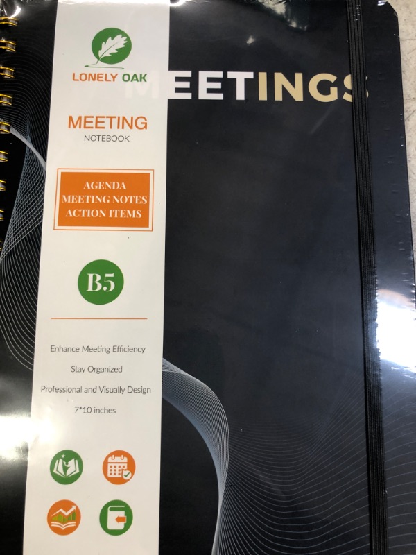 Photo 2 of Meeting Notebook for Work with Action Items, B5 Meeting Agenda Notes, Spiral Project Planner Notebook, Office & Business Meeting Notes Agenda Organizer, 7"x10" (Black) B5 Black