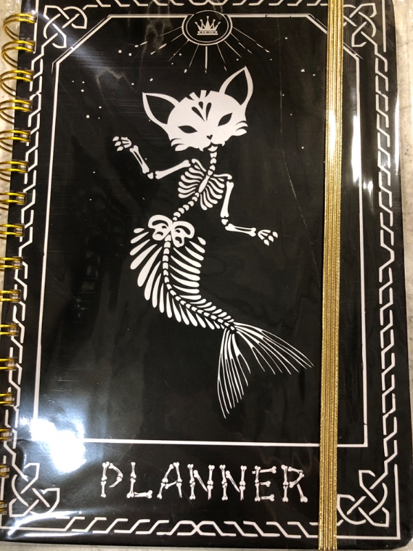 Photo 2 of 2024 Planner, 12-Month Weekly Monthly Planner from JAN.2024 to DEC.2024, 8.4" X 6", Planner Notebook with Spiral Bound, Stickers & Sticky Index Tabs, Fox-Fish Skull Black - 01