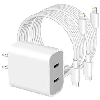 Photo 1 of iPhone 14 Super Fast Charger,Dual Port USB C Charger [Apple MFi Certified] Apple USB C Wall Charger Plug with 2Pack Type C Quick Lightning Cable For iPhone 14/13/12/11/ProMax/Mini/XR/SE/8 Plus/AirPods
