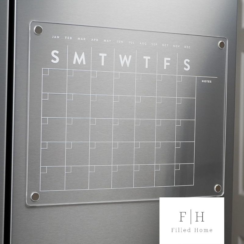 Photo 1 of Magnetic Acrylic Calendar for Fridge Includes 6 Dry Erase Markers