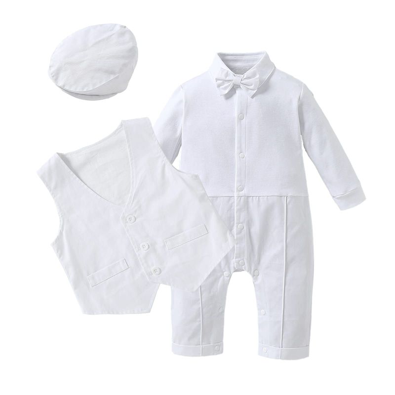 Photo 1 of HOSUKKO Baby Boy Suit, One-Piece Romper & Vest & Beret & Bowtie White 18 m - 24 m