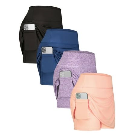 Photo 1 of 4 Pack: Women S Active Skort Lightweight Comfy & Breathable Tennis Golf Skirt (Available in Plus Size)
