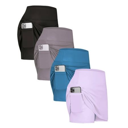 Photo 1 of 4 Pack: Women S Active Skort Lightweight Comfy & Breathable Tennis Golf Skirt (Available in Plus Size)
