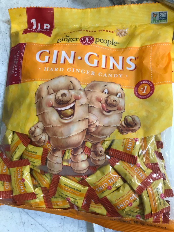 Photo 2 of GIN GINS Hard Candy by The Ginger People - Anti-Nausea and Digestion Aid, Individually Wrapped Healthy Candy - Double Strength Ginger Flavor, Large 1 lb Bag (16 oz) - Pack of 1 Double-Strength 1lb (Pack of 1)