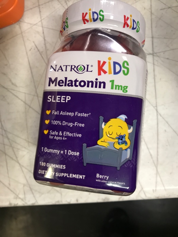 Photo 1 of Natrol Kids Melatonin 1mg, Dietary Supplement for Restful Sleep, 180 Berry-Flavored Gummies, 180 Day Supply 180.0 Servings (Pack of 1) Melatonin