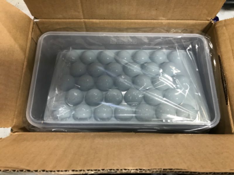 Photo 1 of Ice Cube Tray with Lid and Bin, Upgraded Ice Trays for Freezer with Bin | 33x2 Round Ice cube Mold Easy Release | 2 Ice Tray for Chilling Cocktail, Whiskey with 1 Ice Container for Freezer & Scoop