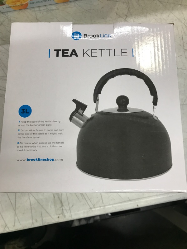 Photo 2 of 3 Liter Whistling Tea Kettle - Food Grade Stainless Steel Tea Pots for Stove Top - Heat Proof Ergonomic Handle & Straight Pour Spout – 3.1 Quarts Tea Kettle Stovetop for Tea, Coffee & Water - BLACK