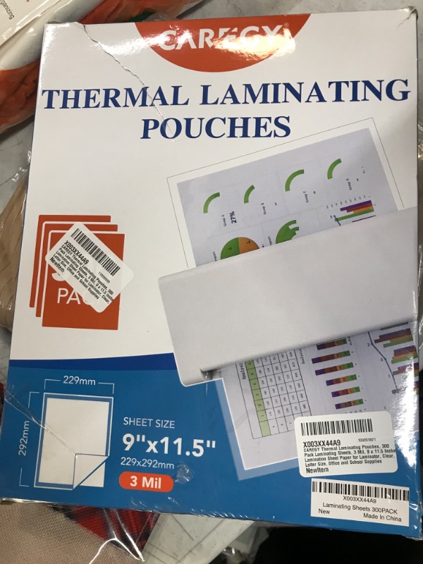 Photo 2 of CAREGY Thermal Laminating Pouches, 300 Pack Laminating Sheets, 3 Mil, 9 x 11.5 Inches Lamination Sheet Paper for Laminator, Clear, Letter Size, Office and School Supplies 300PACK-3Mil (9 x 11.5 Inches)