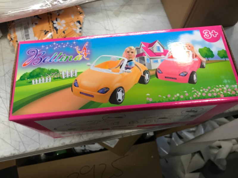 Photo 1 of Color Change Doll Toy Car, 2-Seater with Seatbelts, Convertible with Rolling Wheels, Realistic Details, Gift for Girls for Birthday and Christmas (Hotpink)