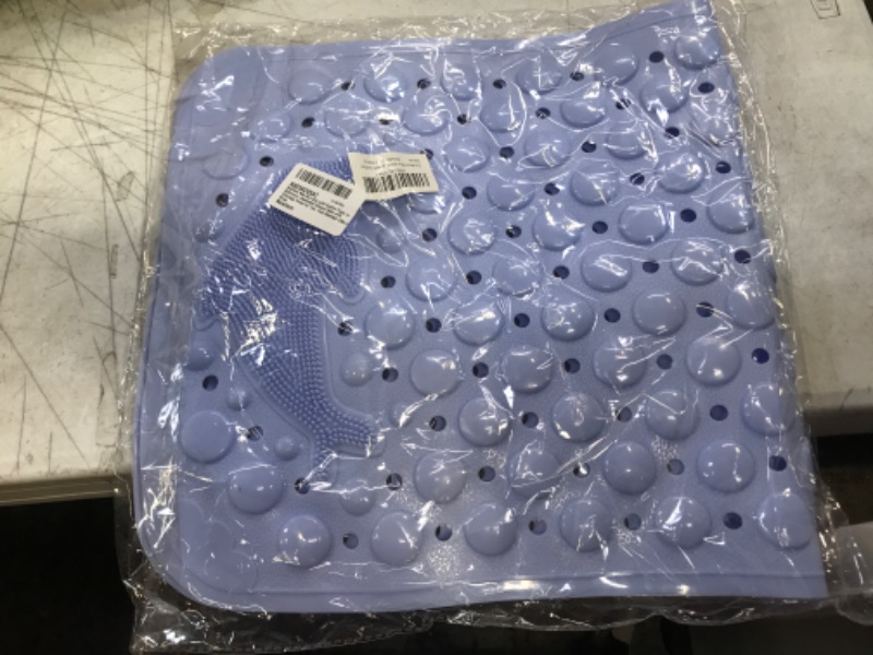 Photo 2 of Bathtub Mat Non Slip with Suction Cups in Bathroom, Washable Shower Mats with Drainage Holes for Tub, Foot Massage (28x14in Blue) 