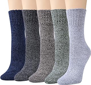 Photo 1 of Color City Womens 5 Pairs Colorful Thick Knitting Cotton Crew Socks - Warm Wool Winter Socks,Free Size,Style C https://a.co/d/cegzgbx