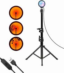 Photo 1 of  Sunset Lamp Sunset Projection Lamp Romantic Atmosphere Light USB Powered with 7Feet Floor Light Stand for Photography Background Lighting Party Wedding Bedroom Living Room Bar Tripod Kit  (Black, Supports Up to 500 g)