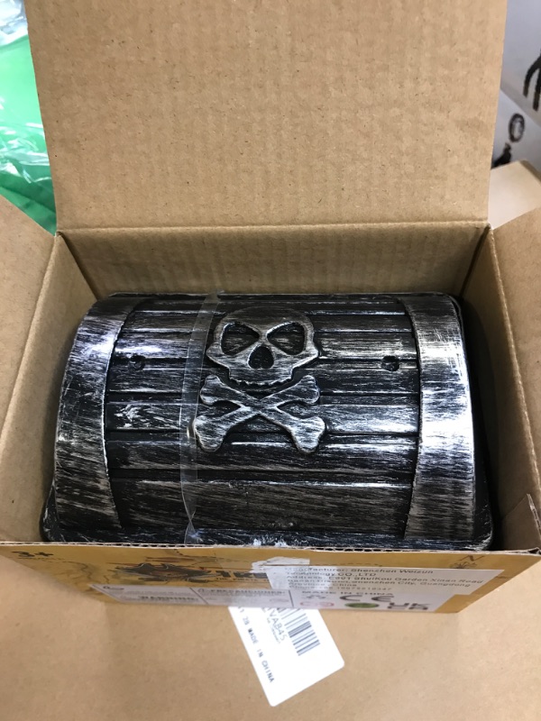 Photo 1 of Kids Pirate Treasure Chest Toy Kit - Vintage Skull Pirate Treasure Box with Acrylic Diamonds Pirate Coins and Pirate Costume Toy for Halloween Pirate Themed Party Favors(174 Pieces Set)
