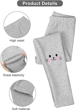 Photo 1 of Cooraby 1 Pair Girls Cotton Fleece Lined Leggings Cat Print Thick Warm Velvet Tights Pants Winter Leggings for Dance Yoga