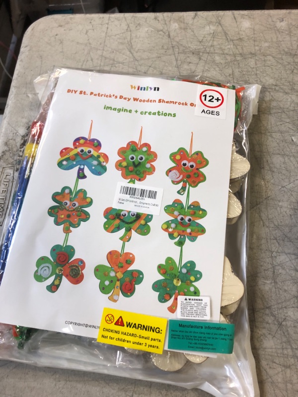 Photo 2 of 36 Sets St. Patrick's Day Decorations DIY Lucky Shamrock Ornaments Craft Kits Assorted Paintable Unfinished Wood Shamrock Four-Leaf Clover Googly Eye for Kids Art Project Irish Gift Classroom Activity