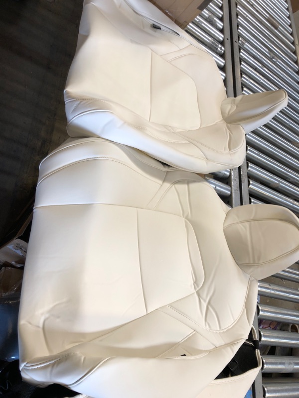 Photo 2 of Maysoo Tesla Seat Covers Model Y White Car Seat Covers(White-Organosilicon,Model Y(Full Set)) White Organosilicon model Y(full set)