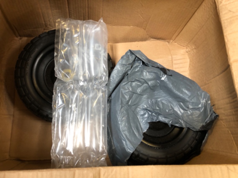 Photo 1 of (2-Pack) 10‘’ Replacement Tire for Gorilla Cart - Solid Polyurethane Flat-Free Tire and Wheel Assembly - 3” Wide Tires with 5/8 Inch Axle Borehole and 2.1” Hub 10" Wheels-2 Pack