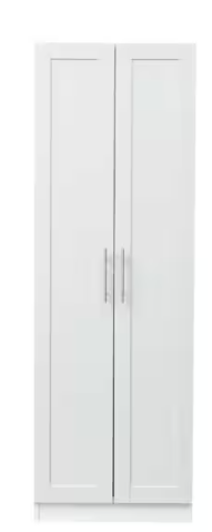 Photo 1 of White High Wardrobe and Kitchen Cabinet with 2-Doors and 3-Partitions
