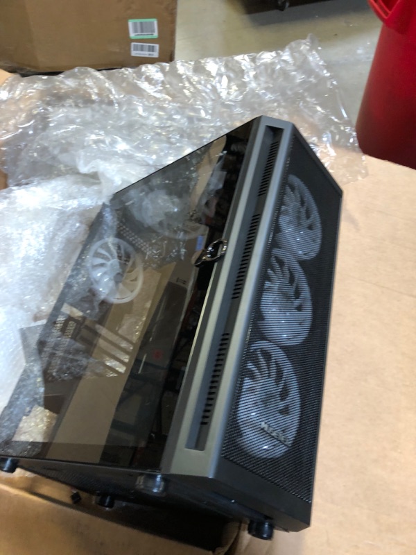 Photo 1 of MUSETEX ATX PC Case Mid-Tower with 6pcs 120mm ARGB Fans, Polygonal Mesh Computer Gaming Case with Type C, Opening Tempered Glass Side Panel, USB 3.0 x 2, Black, NN8.