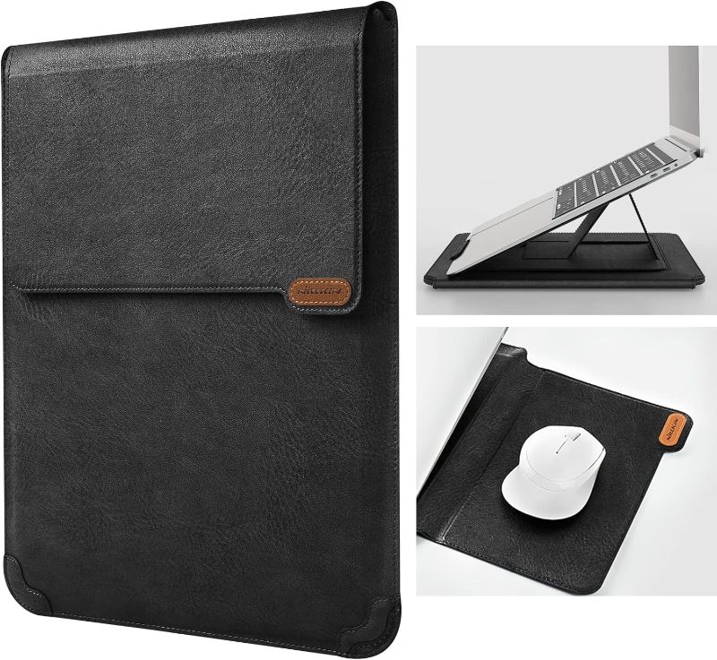 Photo 1 of Nillkin Laptop Sleeve Case with Laptop Stand,13-14 inch Computer Shock Resistant Bag with Mouse Pad for 13" MacBook Pro and MacBook Air, XPS 13, Surface Book 13.5", iPad Pro 12.9", Black Texture