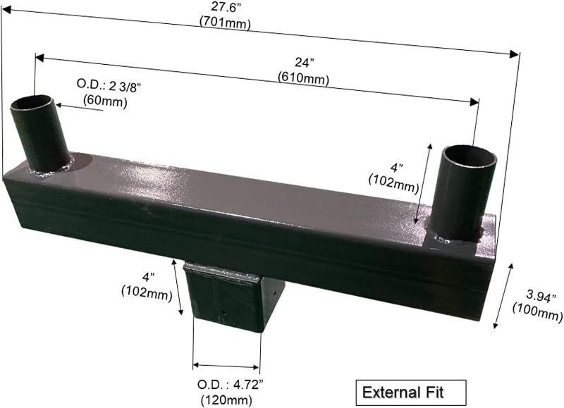 Photo 1 of Bullhorn Tenon Adapter for 4inch Square Pole,2 Arms for 2 3/8" Slip Fitter LED Shoebox Parking Light,Flood Lighting,Heavy Duty Steel Led Light Adapter
