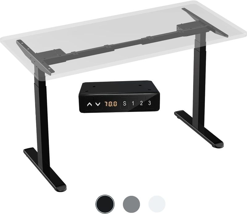 Photo 1 of AIMEZ0 Dual Motor Sit Stand Desk Adjustable Electric Standing Desk Frame with LCD Touch Screen Adjustable Height 27.4-45.6 inches for Home & Office Table Black
