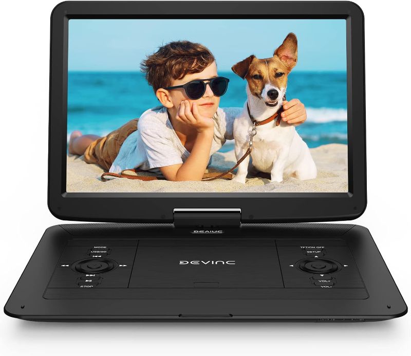 Photo 1 of 17.9" Portable DVD Player with 15.6" HD Swivel Screen, Support Multiple DVD CD Formats/USB/SD Card/Sync TV, 6 Hours Rechargeable Battery, Car Charger, Remote Control, Region Free
