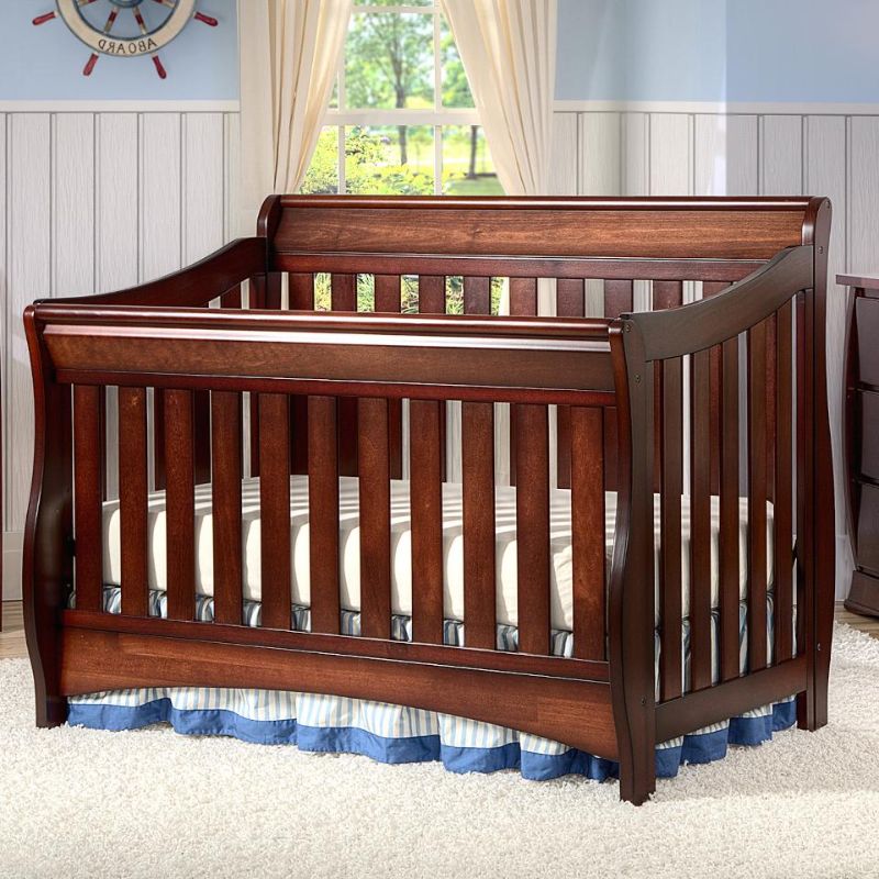 Photo 2 of Bentley S Series 4-in-1 Crib, Black Cherry Espresso + Serta Perfect Slumber Dual Sided Recycled Fiber Core Crib and Toddler Mattress (Bundle) Black Cherry Espresso Crib 