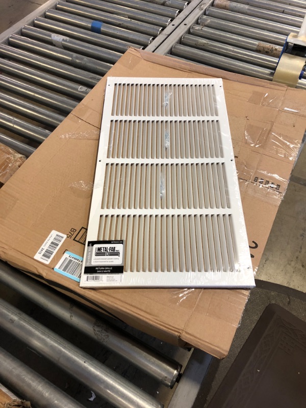 Photo 2 of 20"w X 10"h Steel Return Air Grilles - Sidewall and Ceiling - HVAC Duct Cover - White [Outer Dimensions: 14"w X 26"h]
