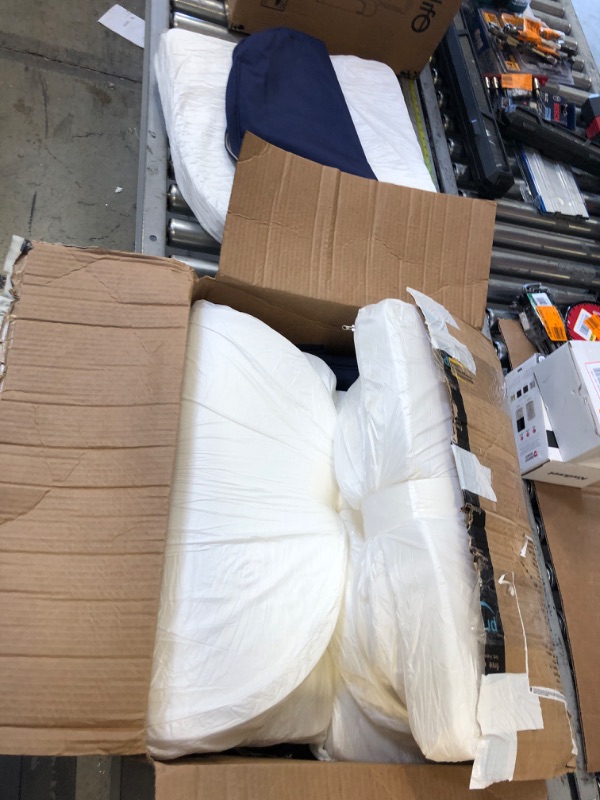 Photo 1 of downluxe Outdoor Chair Cushions, Waterproof Round Corner Memory Foam Seat Cushions with Ties for Garden Patio Funiture, 17" x 16" x 2", Navy, 4 Pack Navy 17x16x2 Inch (Pack of 4)