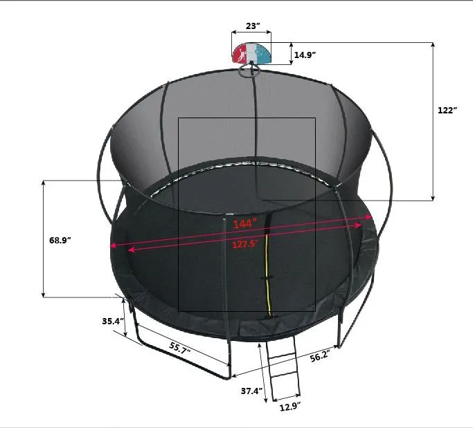 Photo 1 of 12FT Pumpkin-Shaped Trampoline with Slide, Basketball Board, and SafeSeal System
