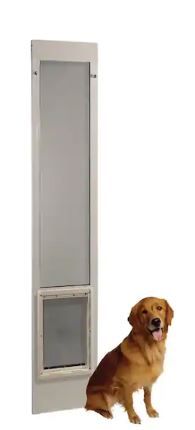 Photo 1 of 10.5 in. x 15 in. Large White Pet and Dog Patio Door Insert for 77.6 in. to 80.4 in. Aluminum Sliding Glass Door

