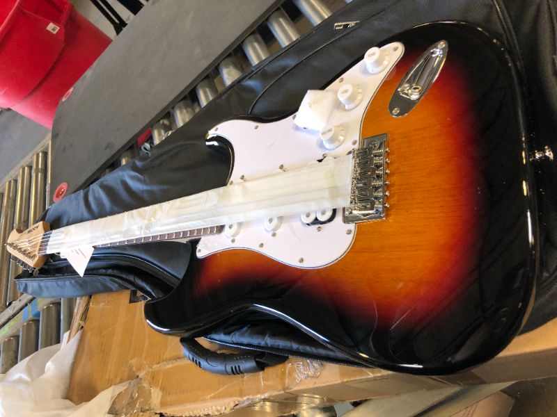Photo 1 of AODSK Electric Guitar with Amp Beginner Kit 39 Inch Solid Body Full Size,HSS Pick Up,All Accessories,Digital Tuner,Six Strings,Four Picks,Tremolo Bar,Strap,Gig Bag,Starter kit -Sunburst