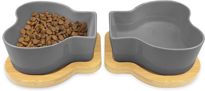 Photo 1 of 
PAILUOMU Ceramic Dog Bowls with Non-Slip Wooden Base, Dog Food Bowl Set of 2, No Spill Dog Water Bowl Weighted Puppy Feeding Dishes Suitable for Small,...