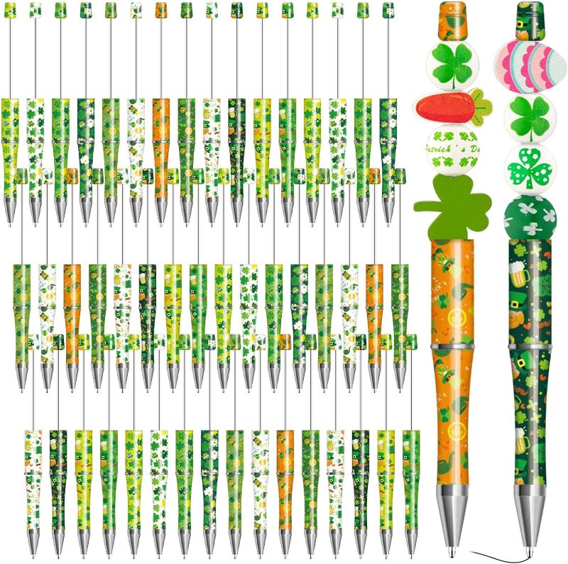 Photo 1 of 
Qilery 48 Pcs St Patrick's Day Beadable Pens Bulk Plastic Bead Ballpoint Pen Black Ink Beaded Pens with Beadable Pen Refills for Kids Students Teacher...