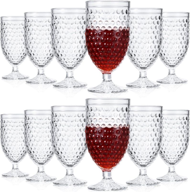 Photo 1 of 
Uiifan 12 Pcs Glass Vintage Goblets 16 oz Large Capacity Polka Dot Embossed Goblets for Wine Juice Glasses Champagne Glasses Party Wedding Bar Supplies