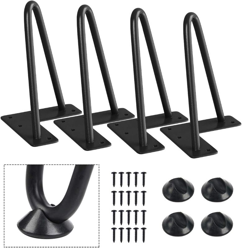 Photo 1 of 7 Inch Hairpin Table Legs, 8PCS Hairpin Furniture Legs Heavy Duty Metal Table Legs 2 Rods for Cabinet Legs, Sofa Legs, Coffee Table Legs, Desk Legs,Nightstand, Chairs, BLACK 7 Inch / 17 cm BLACK, 2 Rods, 8 Pcs