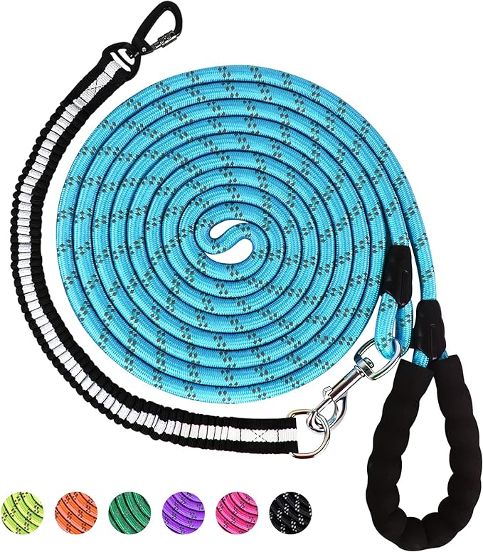 Photo 1 of 1/2 in Dog Leash 3FT 4FT 5FT 6FT 10FT 15FT 20FT 30FT Heavy Duty Dog Leash with Comfortable Padded Handle Dog Training for Outside Reflective Leash for Small Medium Large Dogs Up to 155LBS Blue