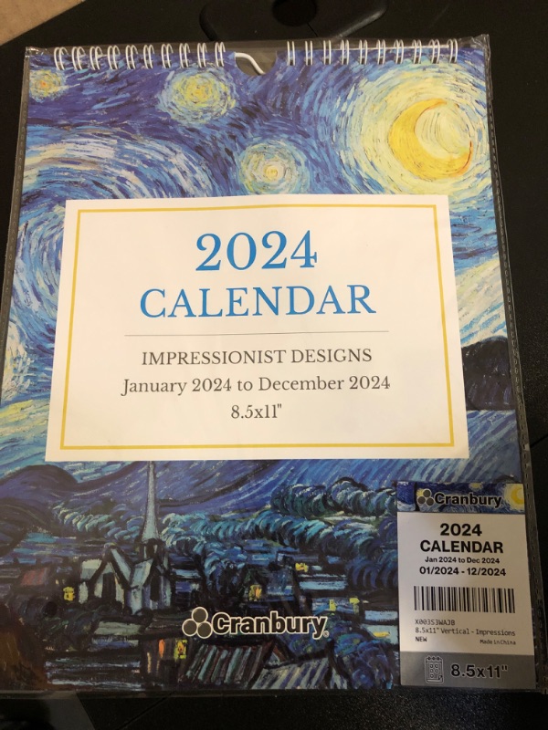 Photo 3 of CRANBURY Small Vertical Wall Calendar 2024, (Artwork Designs), 8.5 x11 Hanging Wall Calendar, 2024 Office Calendar, 8.5 x 11 Monthly Calender, plus Stickers for Calendars Impressions 2024