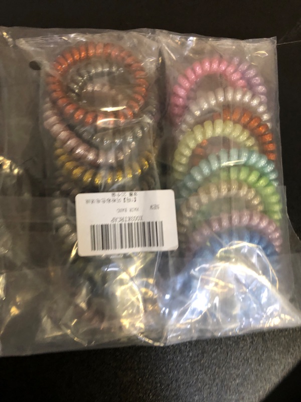 Photo 1 of 20Pcs Spiral Hair Ties Plastic Hair Coils Bands No Crease Phone Cord Hair Ties Bobbles Bands Ponytail Holders Hair Accessories for Women Girls Ladies Curly Hair, Thick Hair