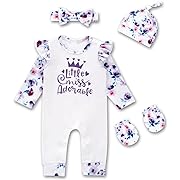 Photo 1 of Size 6/12M---Fairy Sassy Newborn Baby Girl Bodysuit Infant Letter Flower Print Jumpsuit Coming Home Clothes Outfit ( 6-12 Months,Purple )