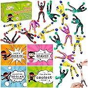 Photo 1 of 28 Packs Valentines Day Cards for Kids with Sticky Wall Climbing Men Ninja Set 