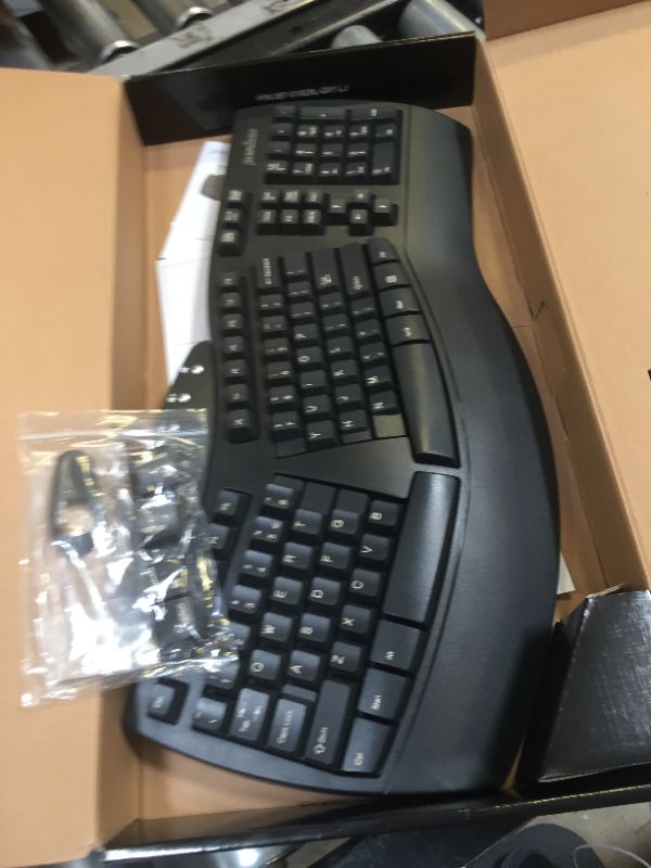 Photo 2 of Perixx Periboard-612 Wireless Ergonomic Split Keyboard with Dual Mode 2.4G and Bluetooth Feature, Compatible with Windows 10 and Mac OS X System, Black, US English Layout, (11354) Wireless Black Keyboard