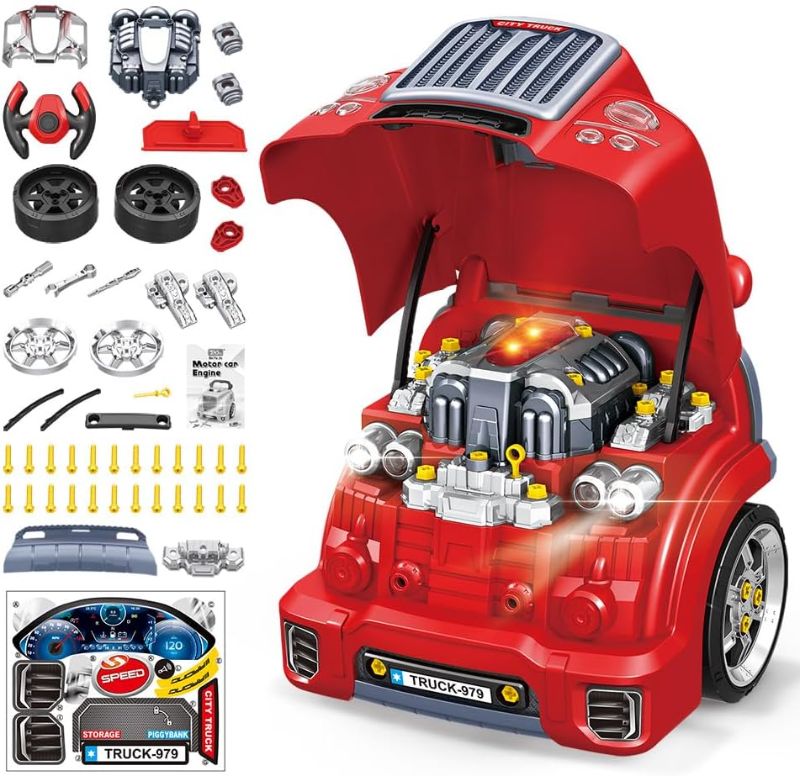 Photo 1 of Interactive Truck Engine Toy with Removable Parts - Lights, Sounds, and Fun for Young Mechanics -Unleash their Creativity and Motor Skills with this Truck Engine Toy- Ideal Gift for 3-5-Year-Old Boys
